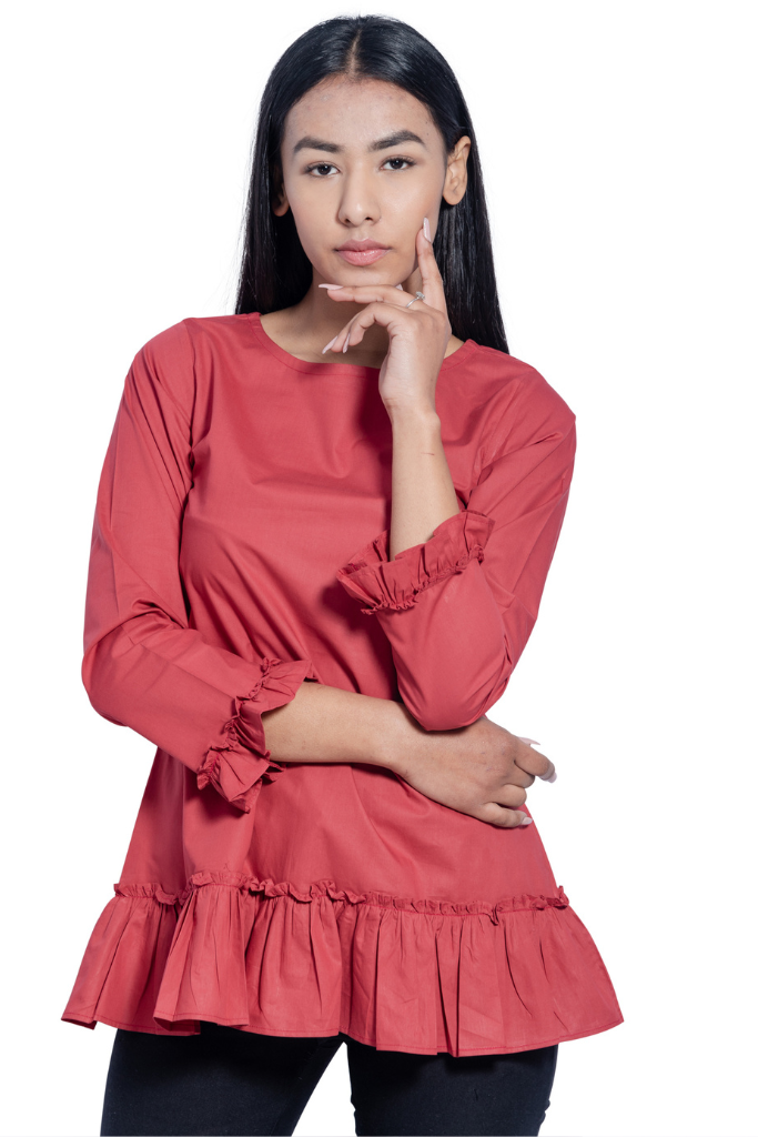 Dropped Waist Frilled Top