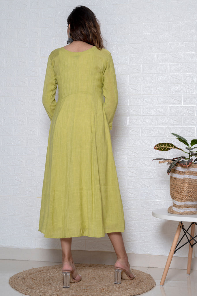Green Mirror & Thread Embroidered Dress