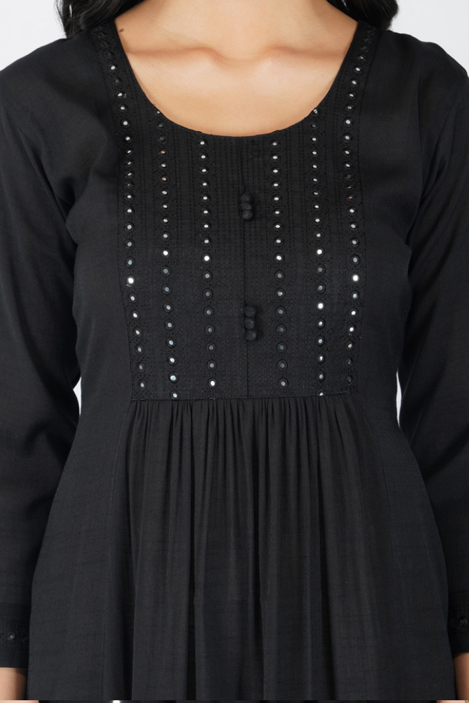 Black Mirror & Thread Embroidered Dress